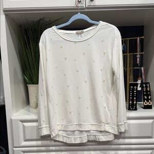 Jane and Delancey White Heart Pattern Sweatshirt